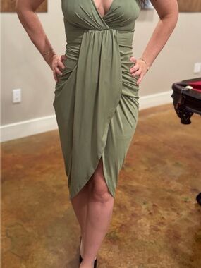 Lily’s Closet Olive Green Wrap-Front Cocktail Dress